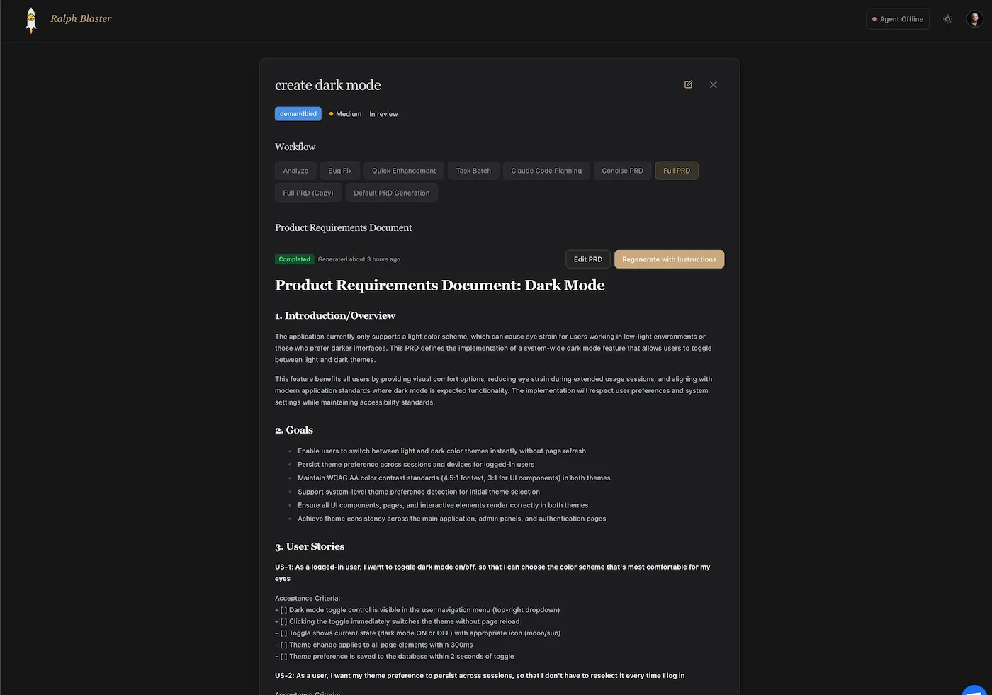 Product requirements document auto-generated from a development ticket