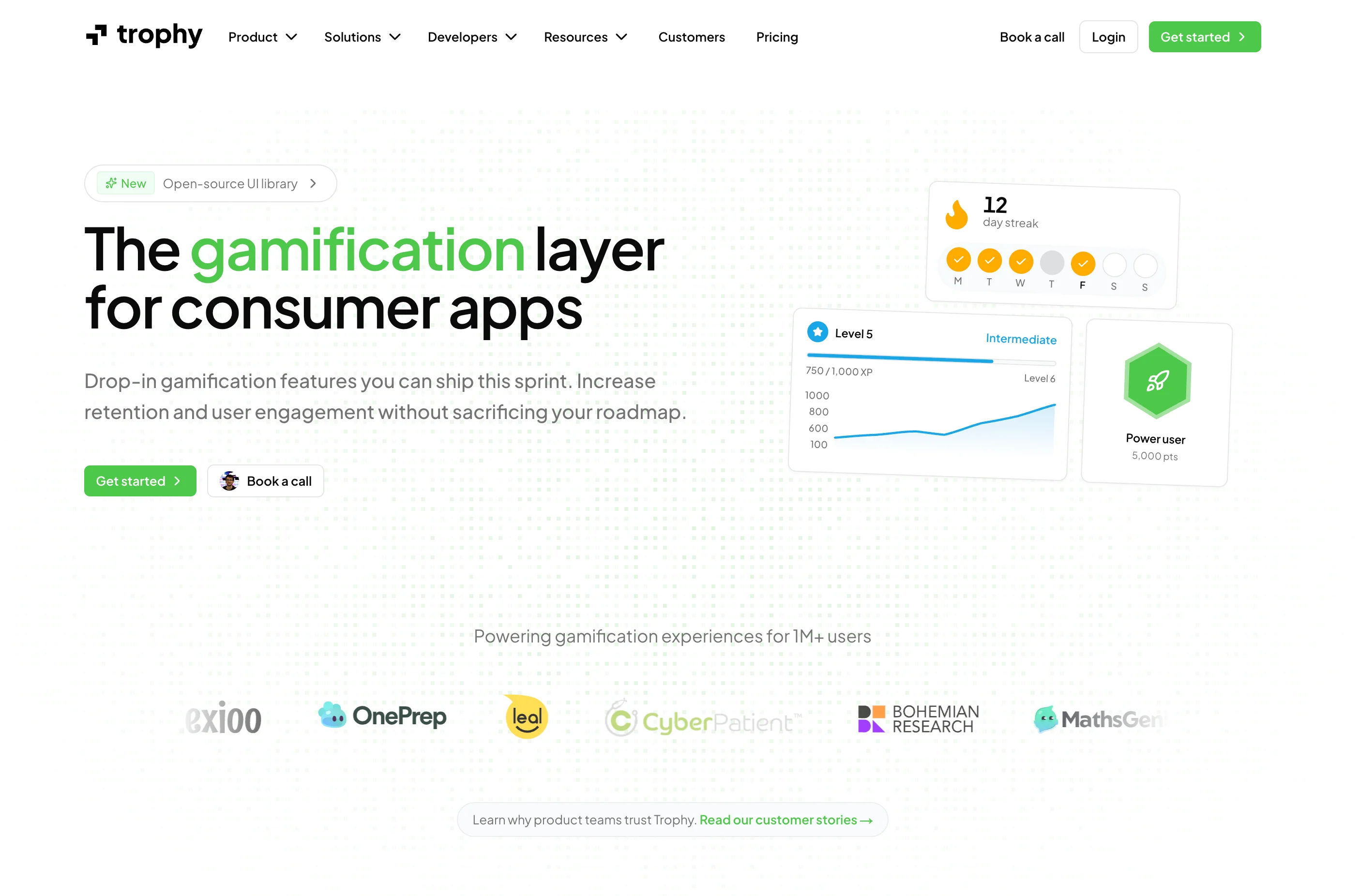 Trophy gamification platform homepage
